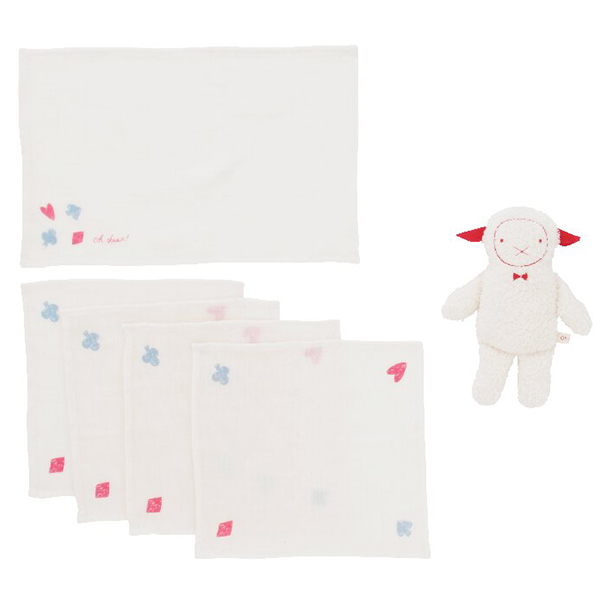 オルネット ヒツジヌイグルミ・沐浴ガーゼ・ハンカチセット