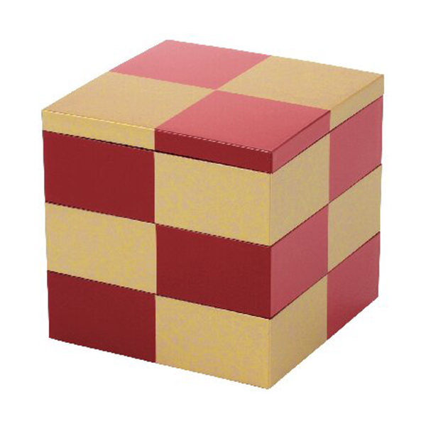 市松三段重(朱)