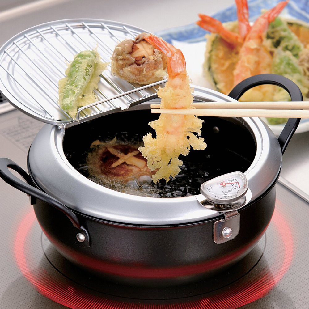 鉄製蓋付天ぷら鍋20cm