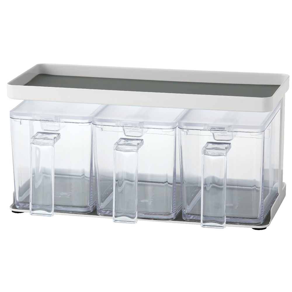 調味料ストッカー・ラック 3個セット(ホワイト)