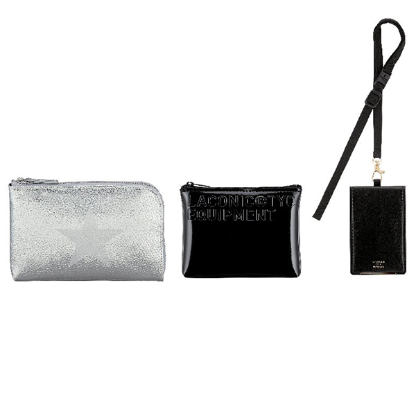 ラコニック ポーチ2種・ICカードホルダー(シルバー色)