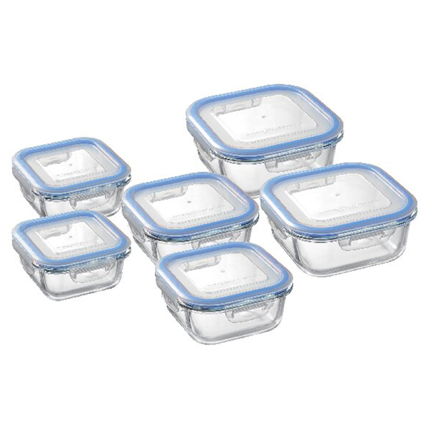 密閉式耐熱ガラス容器6個セット