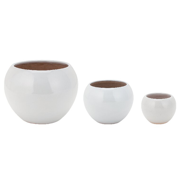 陶器植木鉢3点セット(ホワイト)