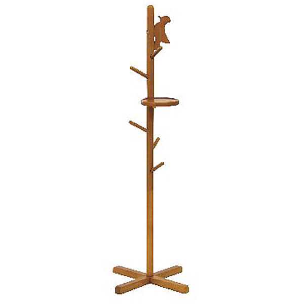 ポールハンガー キツツキ(トレー付)(ブラウン)