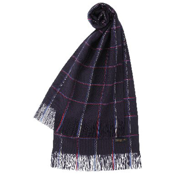 武州織技ウールマフラー(ブルｰチェック)