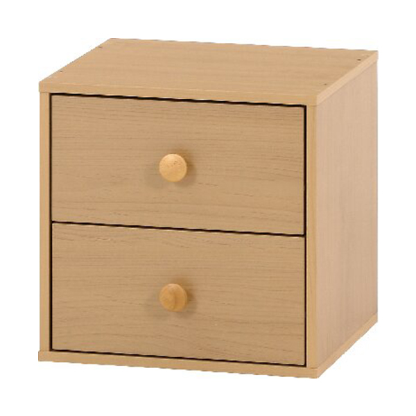 キューブボックス 引出2杯 (ナチュラル)