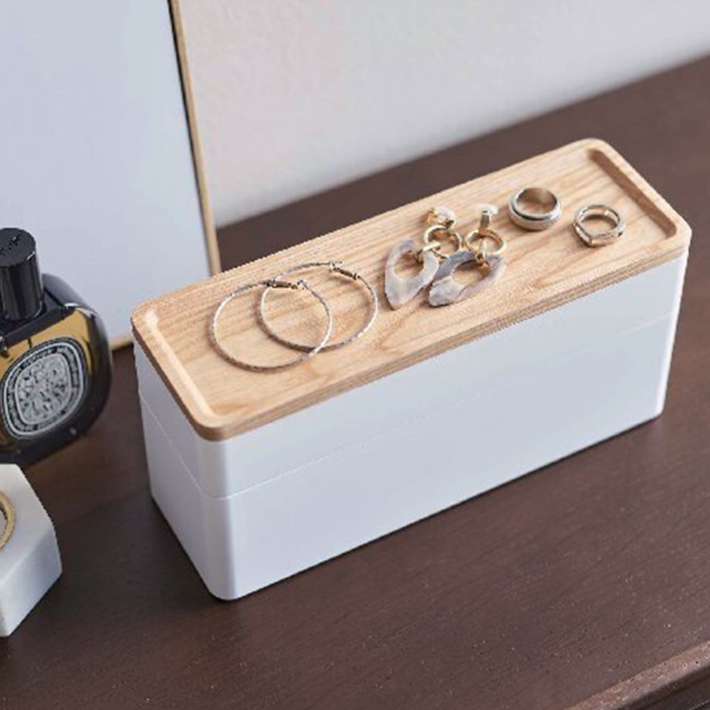 トレｰ付きスリムアクセサリー&時計ケース(ナチュラル)