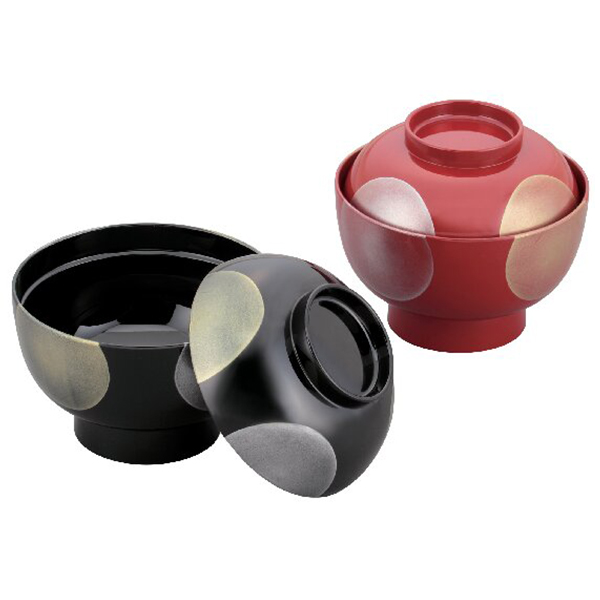 日月ペア雑煮椀(黒・朱)