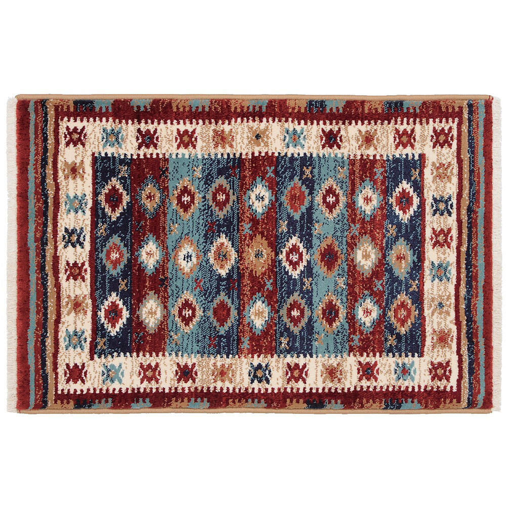 フリンジ付ウィルトン織マット(レッド)