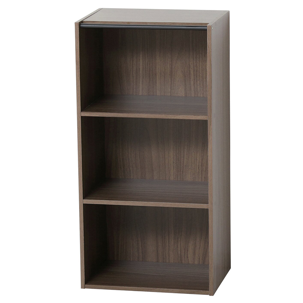 パイプハンガー付カラーボックス(ブラウン)