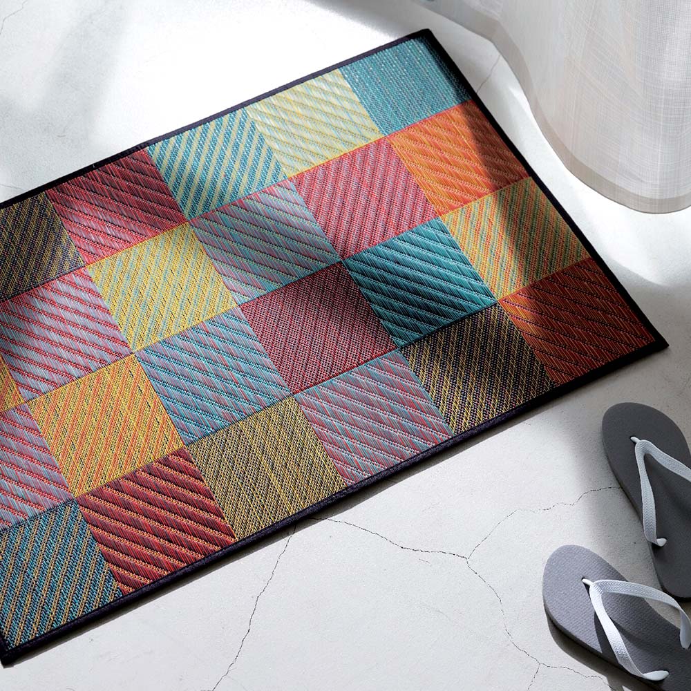 国産い草玄関マット(ブロックデザイン)