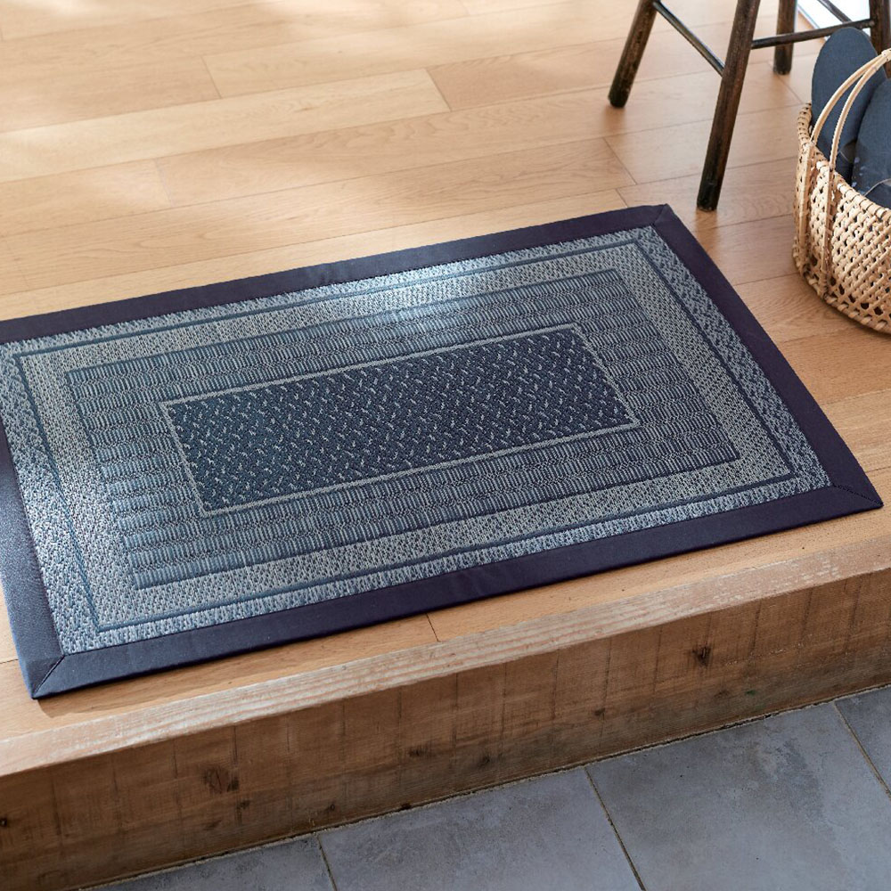 国産い草玄関マット モダン柄(ネイビー)