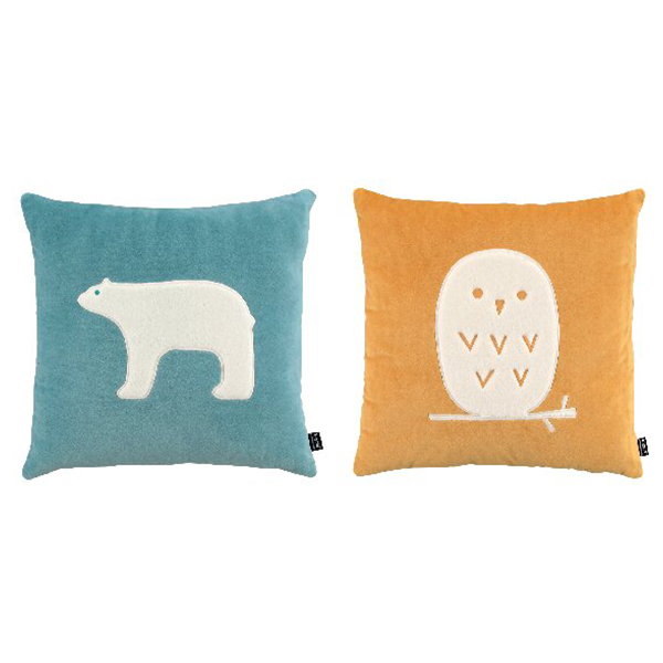 キッピス クッション2個セット(ブルー/マスタード)