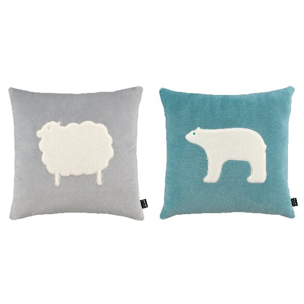 キッピス クッション2個セット(グレー/ブルー)