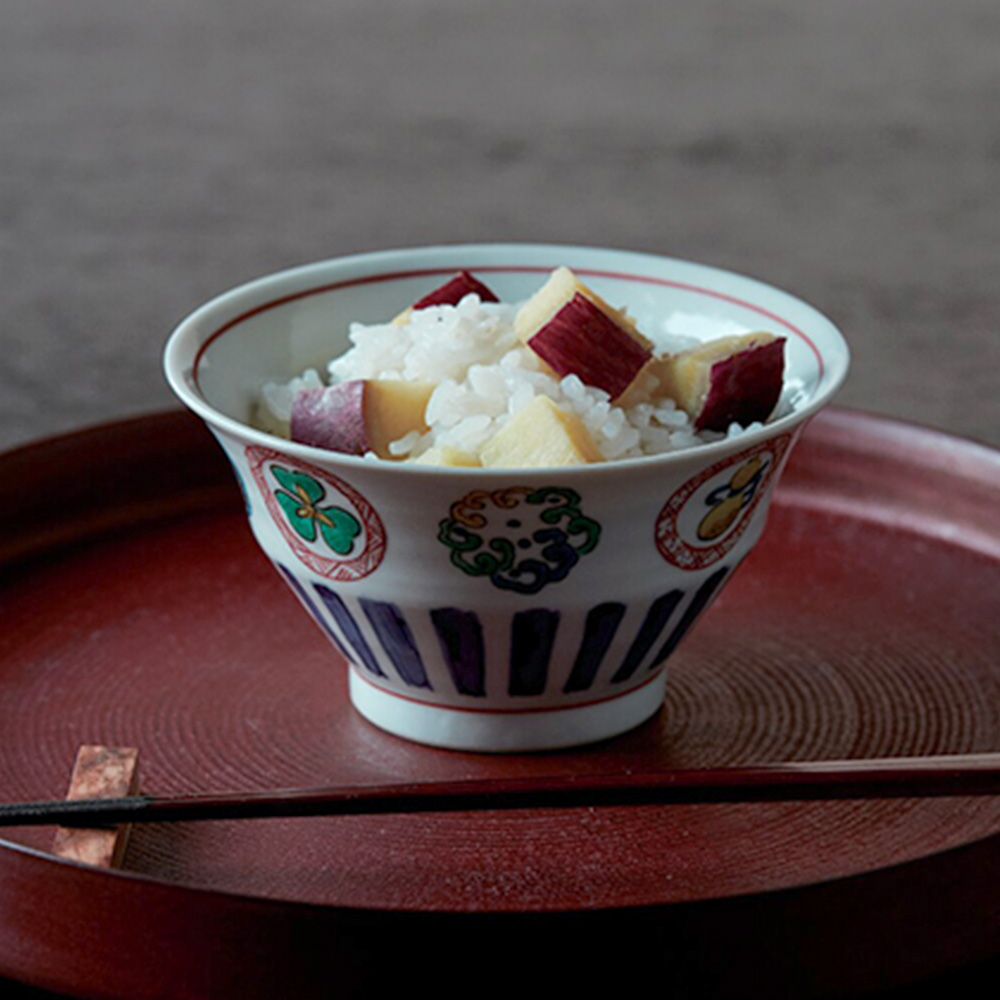 九谷焼 丸紋づくし文様飯碗