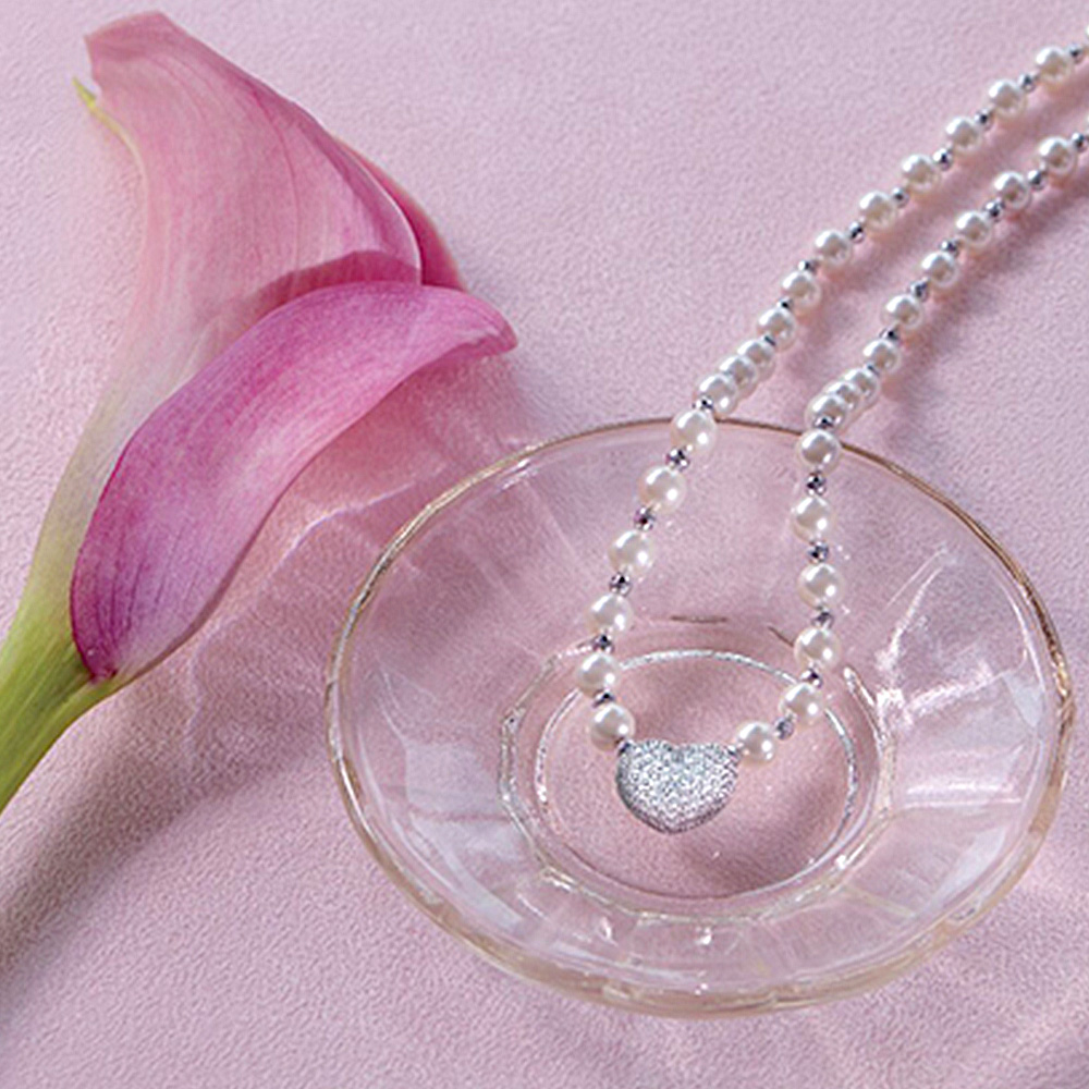 ハート人工パールネックレス