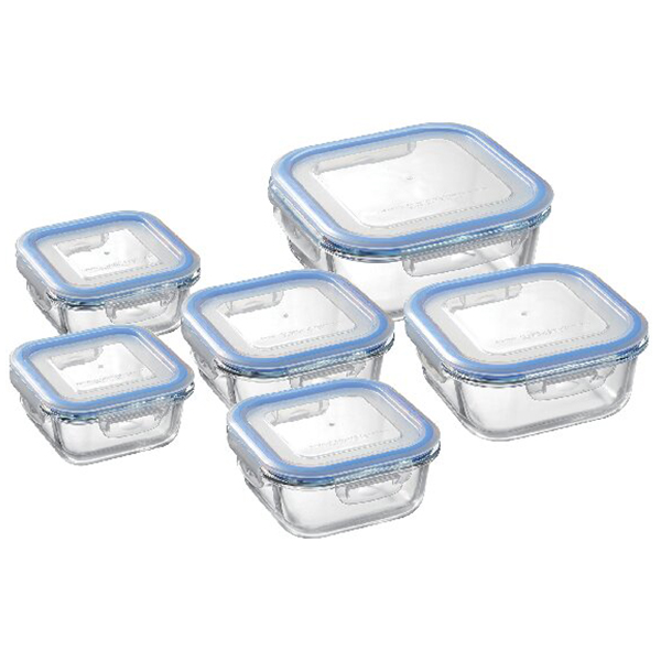 密閉式耐熱ガラス容器6個セット