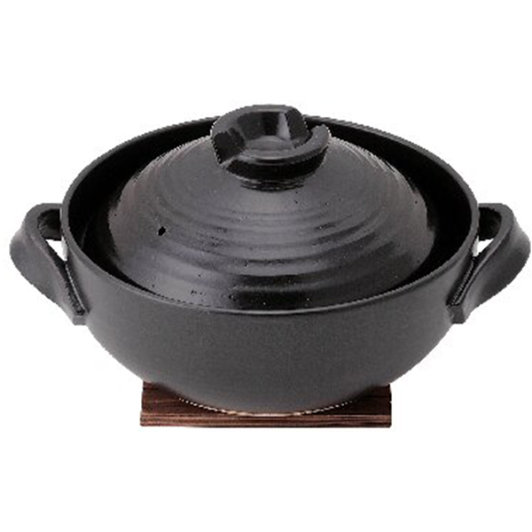 土鍋(焼杉板付)(黒)