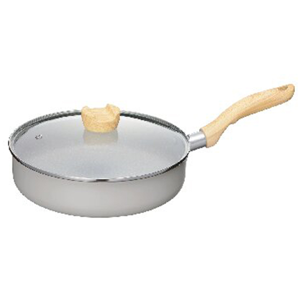 IH対応 ガラス蓋付マーブルワイドパン24cm