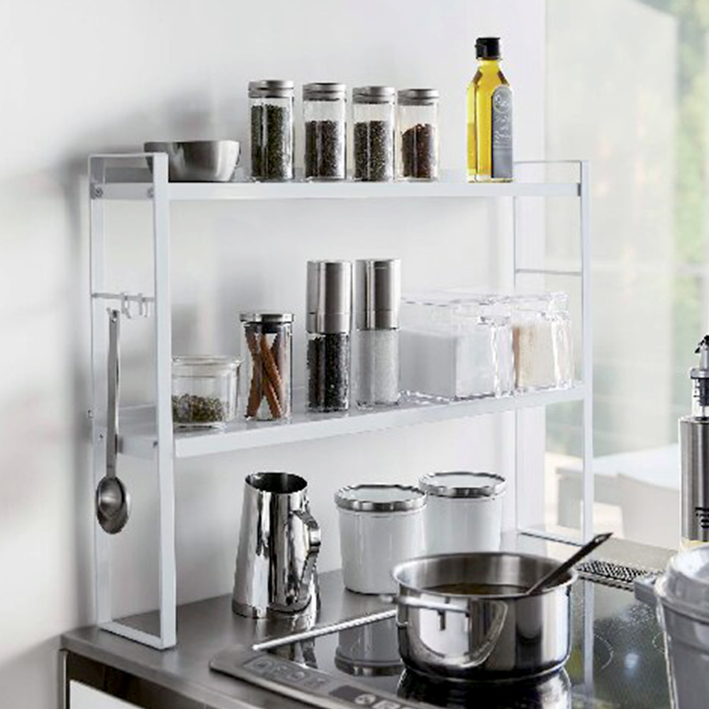 コンロ奥隙間ラック2段(ホワイト)