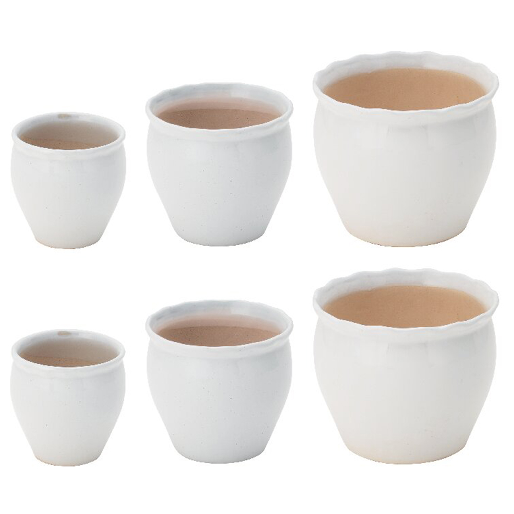 陶器植木鉢6点セット(ホワイト)
