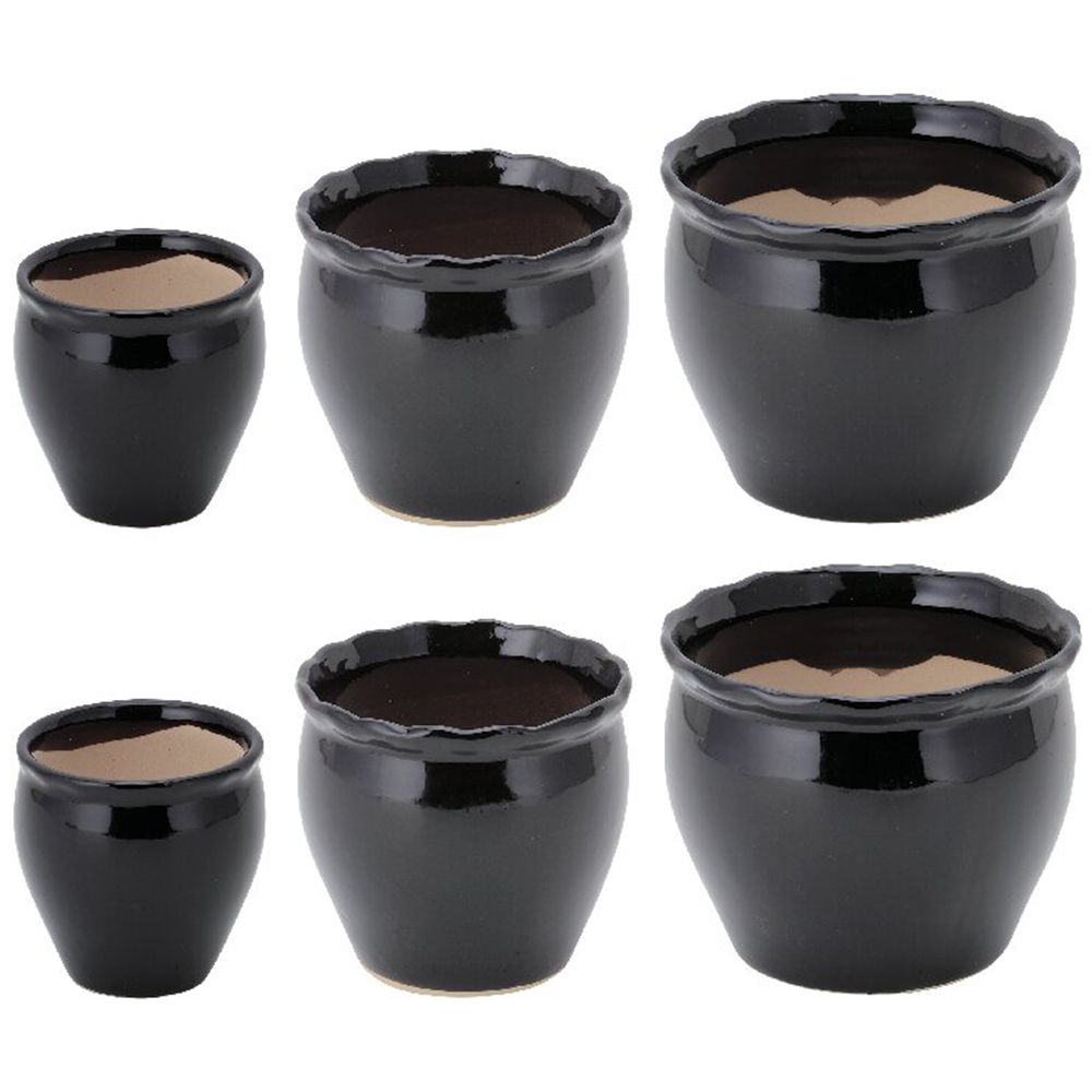 陶器植木鉢6点セット(ブラック)