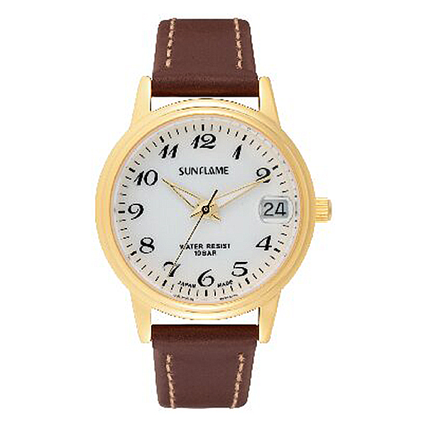 拡大レンズ付レディースデイトウオッチ(ブラウン)