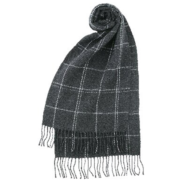 武州織技ウールマフラー(グレー大格子)