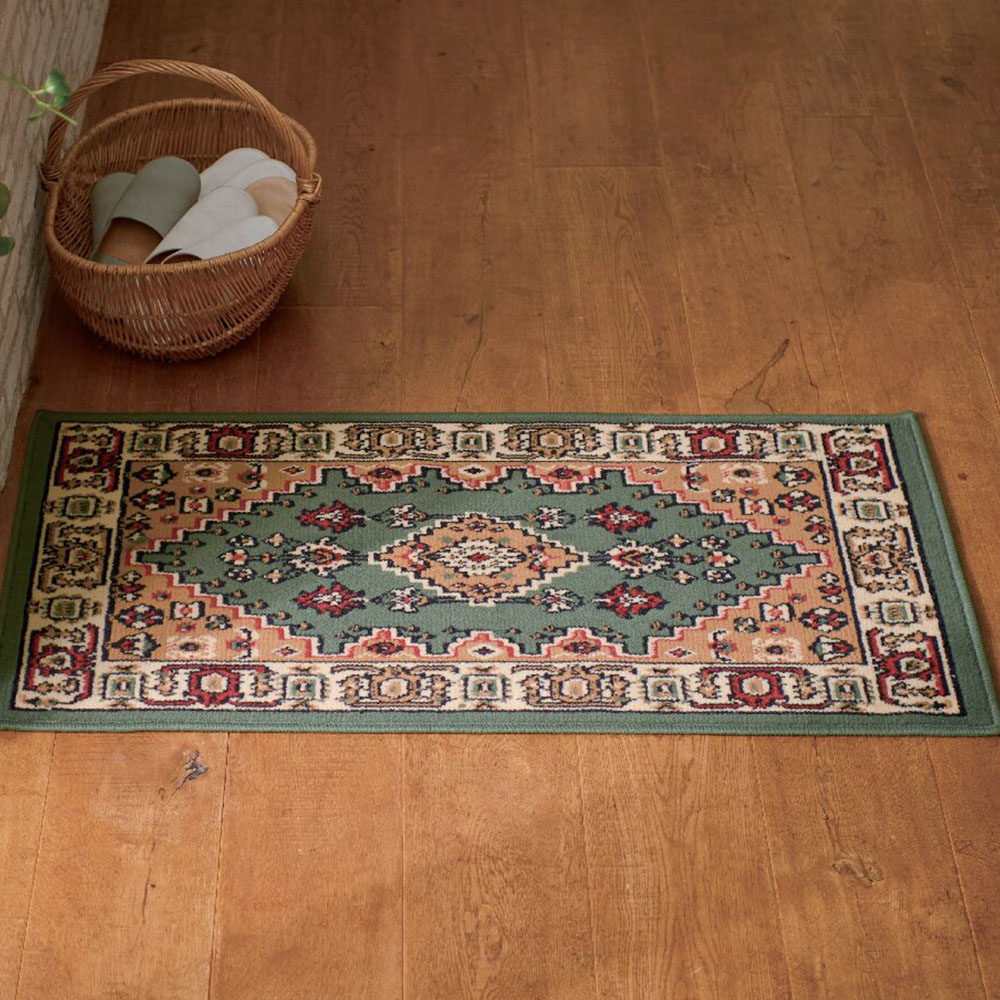 ウィルトン織カシミール柄マット(グリーン)