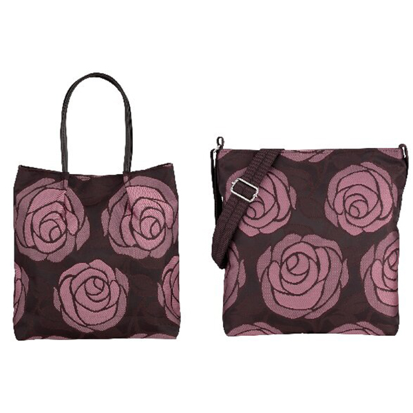 ローズ柄ジャカードバッグセット(ピンク)