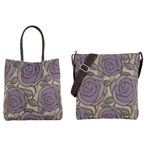 ローズ柄ジャカードバッグセット(ラベンダー)