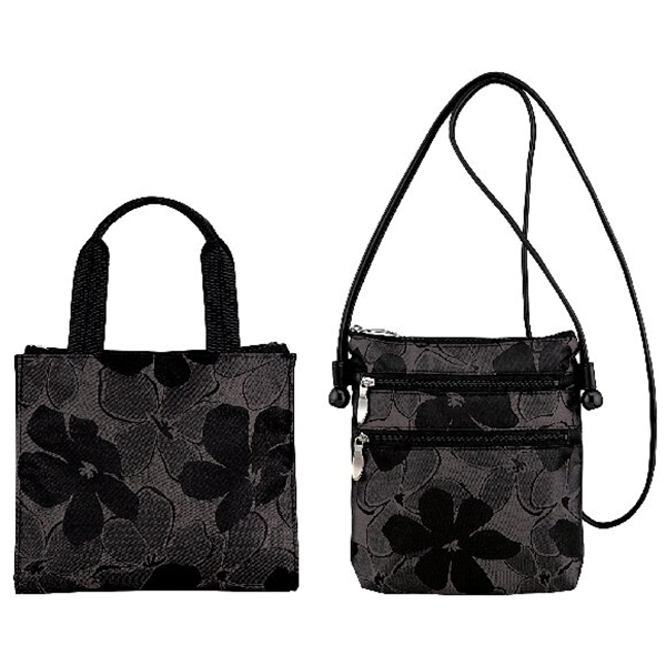 ジャカードポシェット・手提げセット(ブラック)