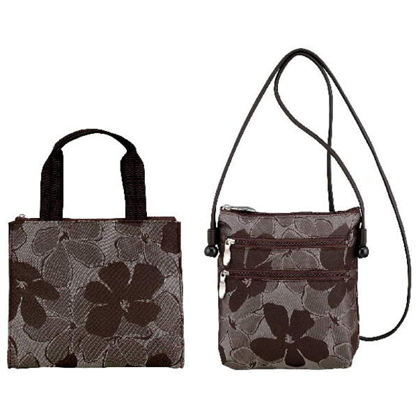 ジャカードポシェット・手提げセット(ブラウン)
