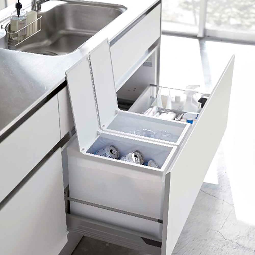 シンク下蓋付きゴミ箱 2個組(ホワイト)