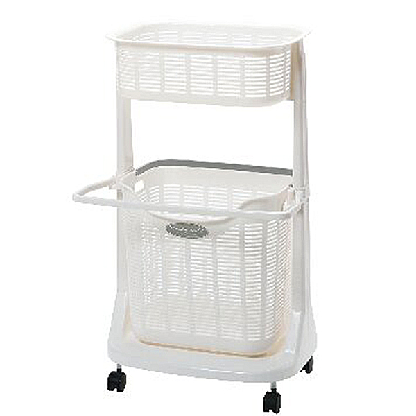 ランドリーバスケット 2段 バスマットハンガー付