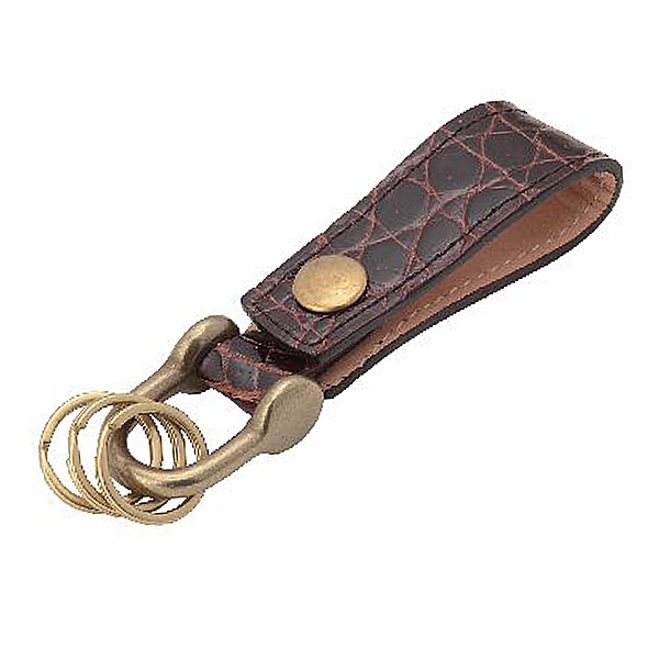 クロコダイル真鍮キーホルダー (ブラウン)