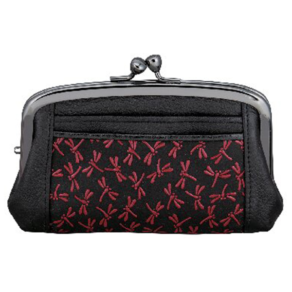 印伝トンボ柄がま口財布(レッド)