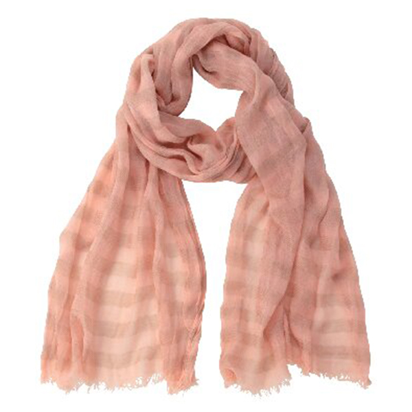 天然草木染 オーガニックコットンシルク混ボーダーストール(ピンク)