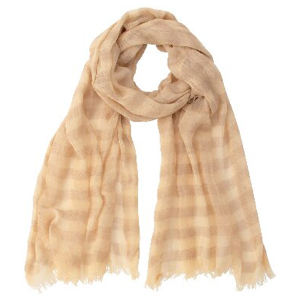 天然草木染 オーガニックコットンシルク混ボーダーストール(イエロー)