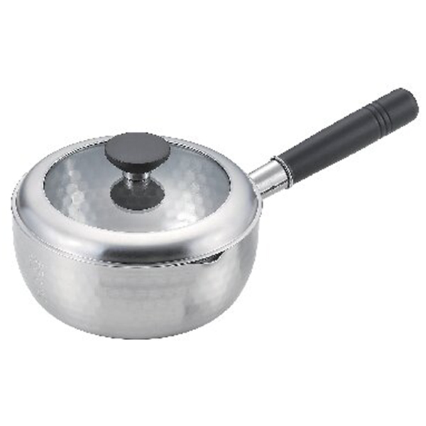 メイドインツバメ 銀鱗 蓋付き槌目雪平鍋18cm