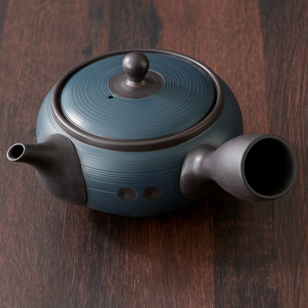 常滑焼 黒泥藍急須 セラメッシュ