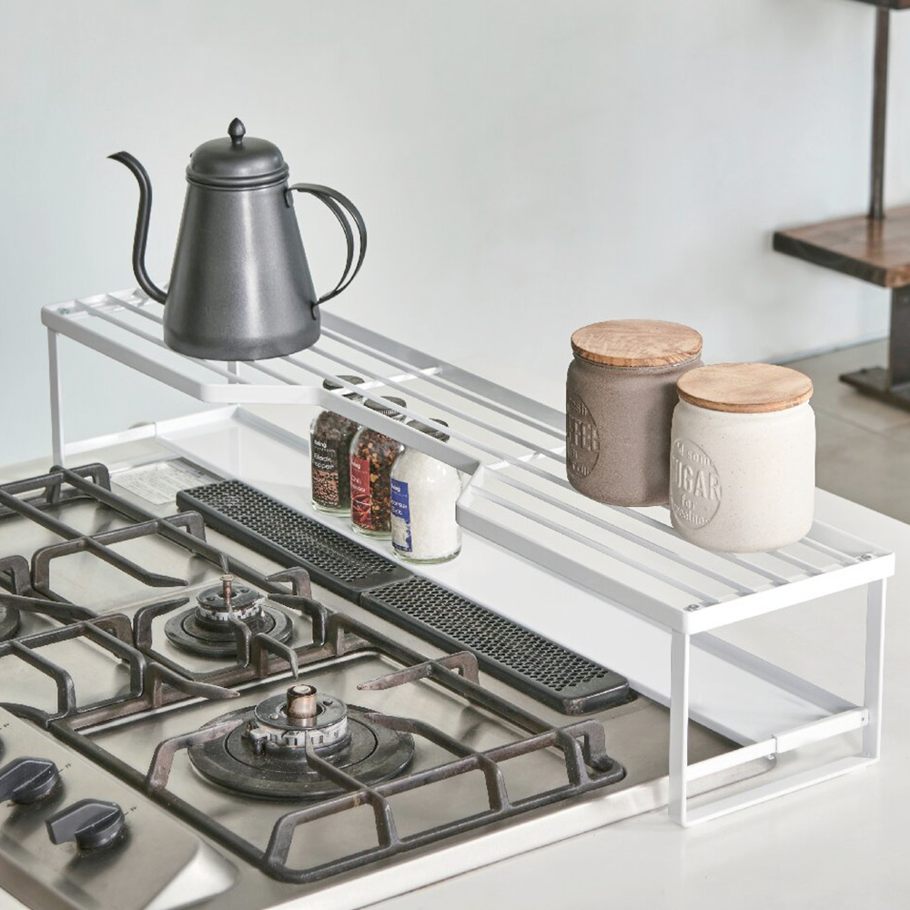 コンロ奥ラック 排気口カバー付 75cmコンロ用(ホワイト)
