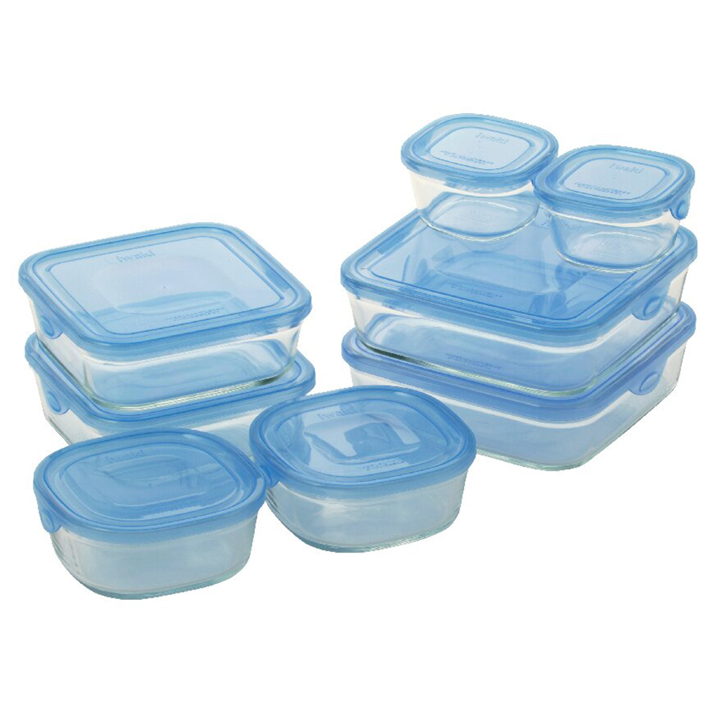 イワキ パックアンドレンジ角型8点セット(アクアブルー)