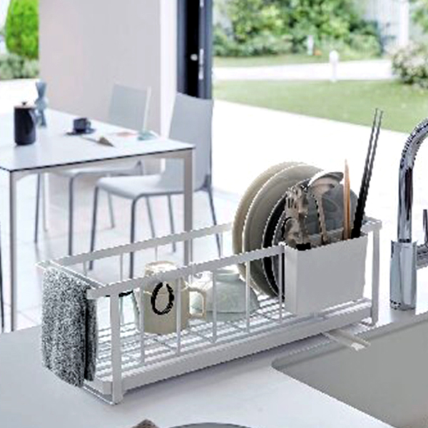 スリムツーウェイ水切りワイヤーバスケット(ホワイト)