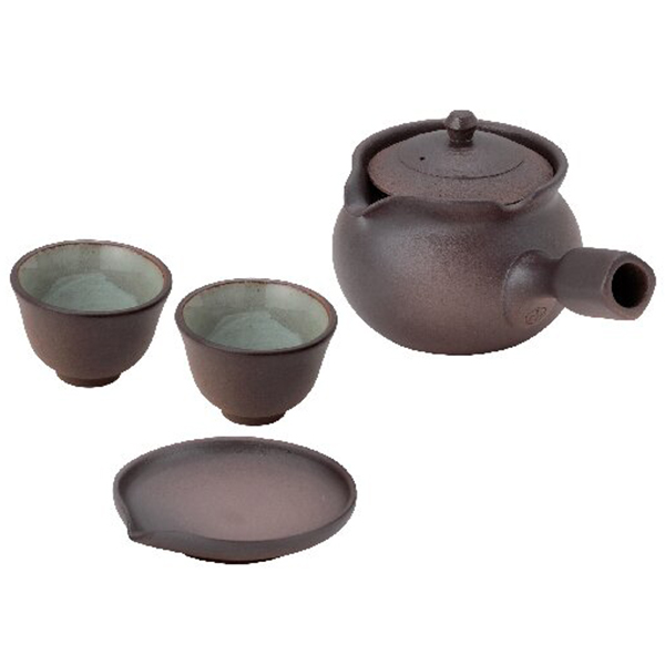 藤総製陶所 焼締め茶器揃角小 蓋置皿付