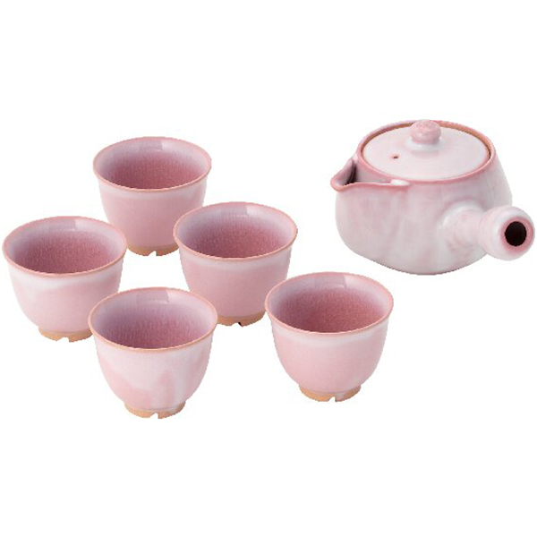 萩焼 茶器揃(モモイロ)