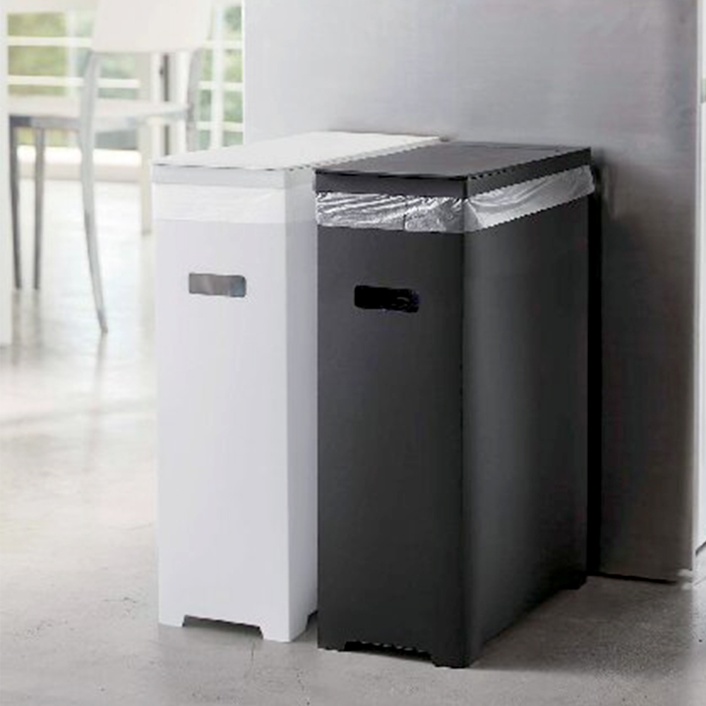 スリム蓋付きゴミ箱 2個組(ホワイト・ブラック)