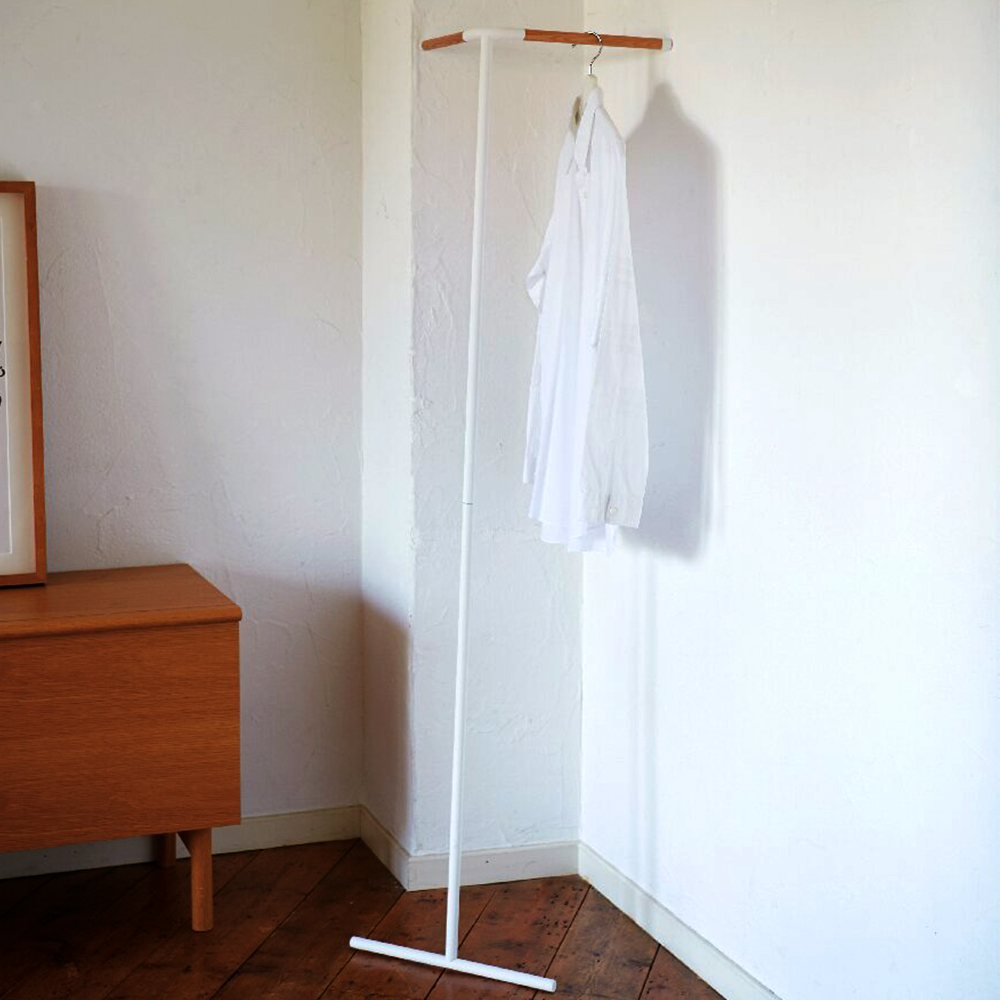 立て掛けコーナーコートハンガー(ホワイト)