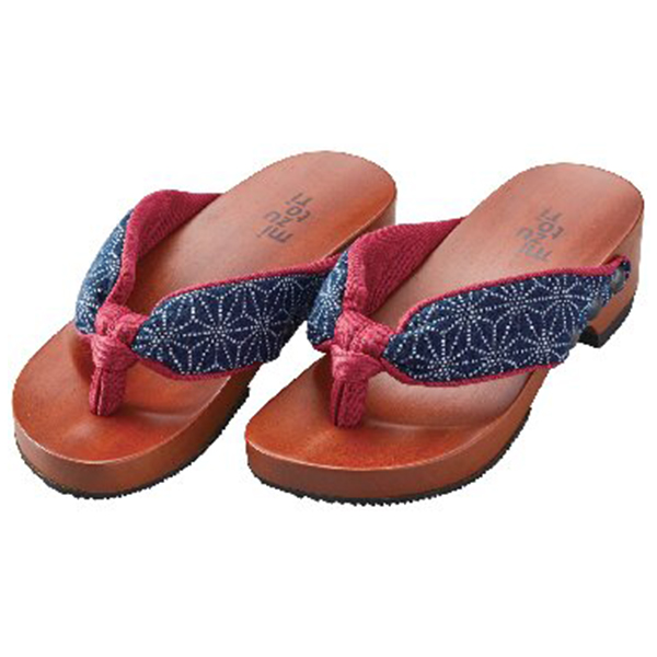 mizutori キッズ下駄 小麻の葉(赤)