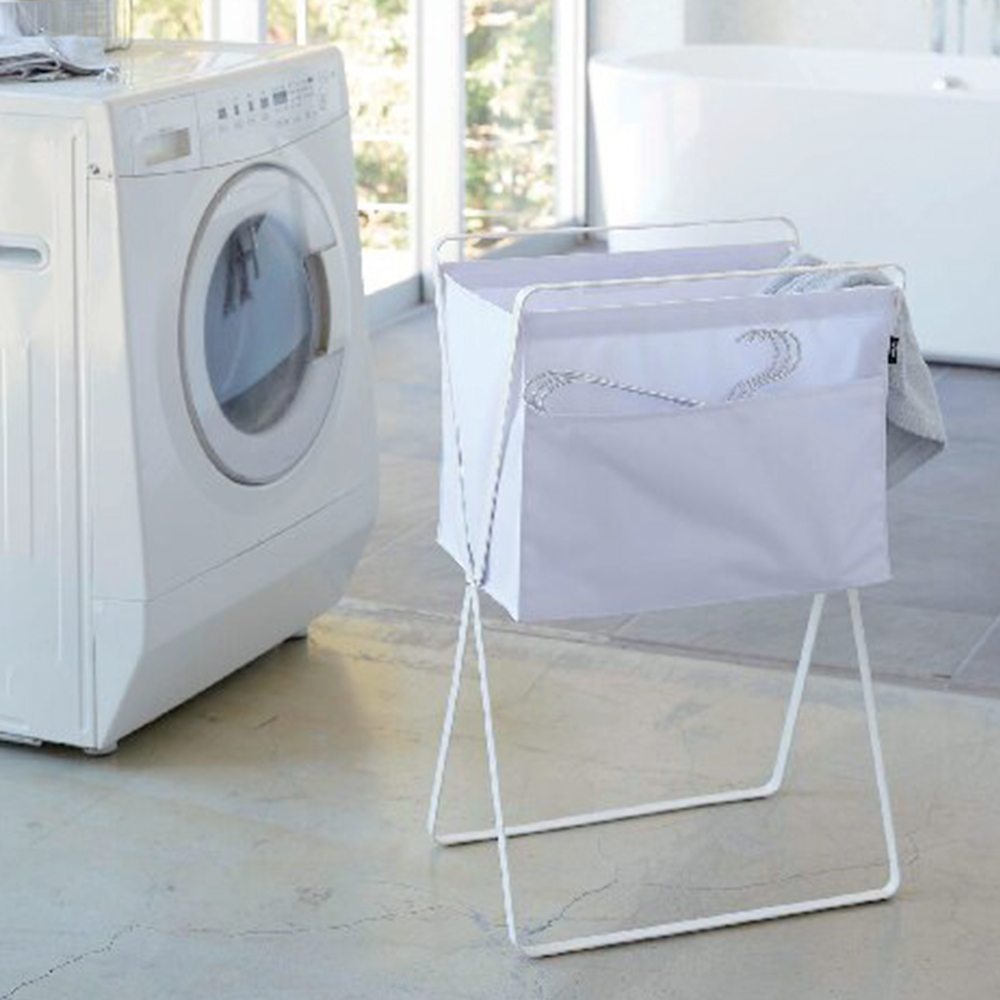 折り畳み高床式ランドリーバスケット(ホワイト)